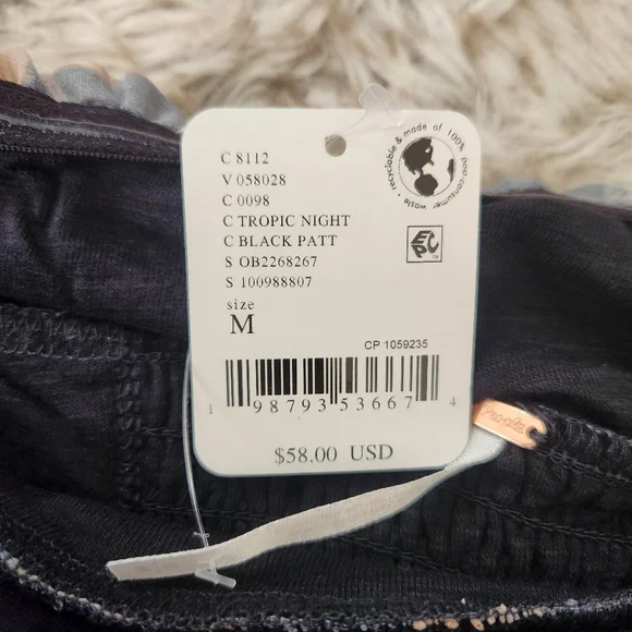 Free People Scottie Printed Tube Top Tropic Night Black Pattern Women's Medium - Picture 6 of 10